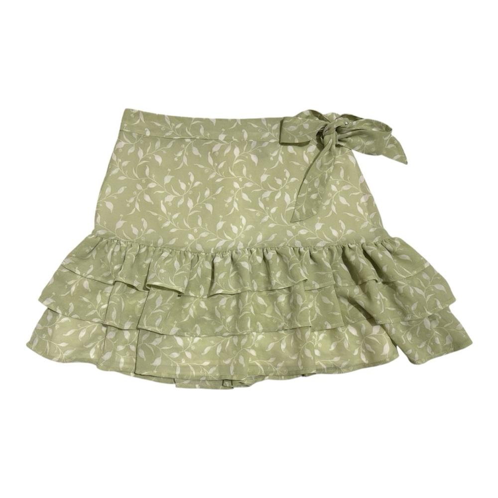Floral Green Ruffle Skirt